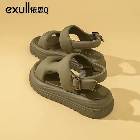 依思q厚底凉鞋女2024新款夏季外穿松糕爆款软底踩屎感运动沙滩鞋图片