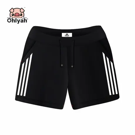 Ohlyah休闲运动短裤女士黑色大码五分裤学生比赛跑步公司团队裤子商品大图