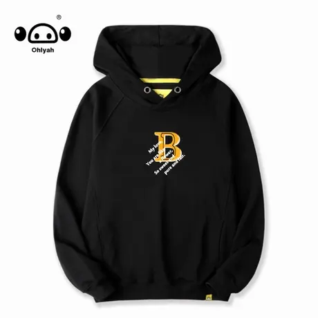 ohlyah潮牌英文印花连帽卫衣女街头学生针织带帽衫外套班服定制商品大图