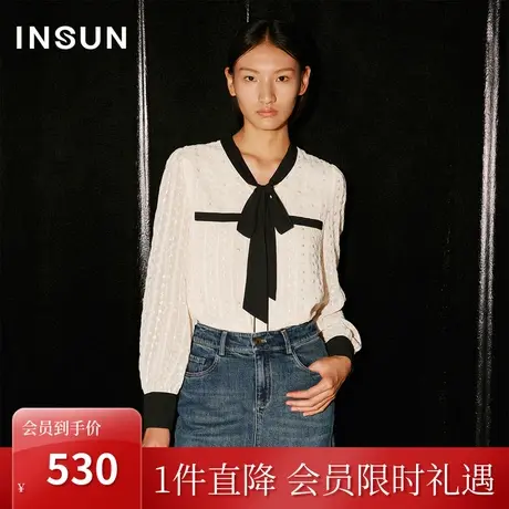 恩裳COVER2023秋季新款撞色飘带立领假袋唇装饰贝壳扣绣花上衣女图片