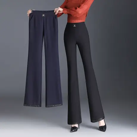 气质妈妈职业长裤微喇裤女秋季2023新款高腰弹力修身喇叭裤休闲裤图片