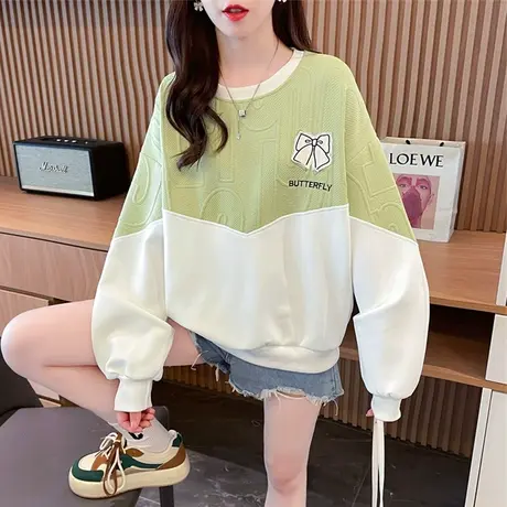 早秋设计感小众卫衣女春秋季韩版宽松薄款初秋小个子撞色上衣外套商品大图