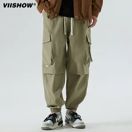 VIISHOW秋季潮牌新款休闲工装长裤男装宽松运动伞兵裤子男束脚裤商品大图