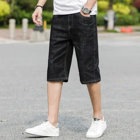 弹力宽松五分裤男直筒加肥加大码中高腰中裤六分休闲短裤夏季七分图片