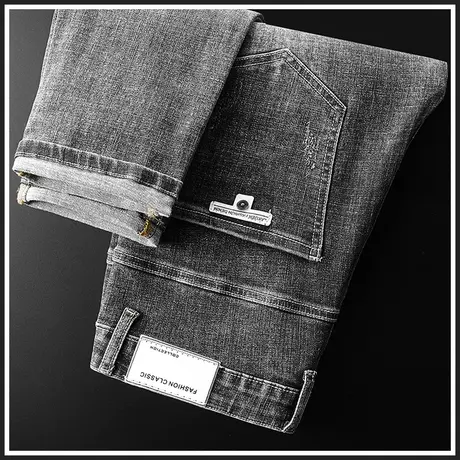 复古牛仔裤男款秋季修身小脚直筒休闲男裤子秋冬款水洗春秋款男士商品大图