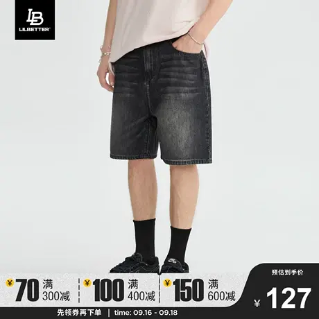 Lilbetter烟灰色牛仔短裤男宽松夏季裤子美式高街五分裤潮牌中裤商品大图