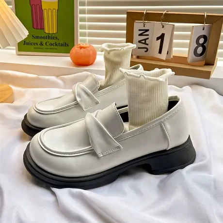 日系小皮鞋女2023夏季新款英伦风复古厚底乐福鞋一脚蹬jk制服单鞋商品大图
