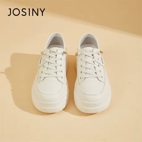 Josiny/卓诗尼厚底帆布鞋女2024新款春季一鞋两穿时尚增高板鞋女商品大图