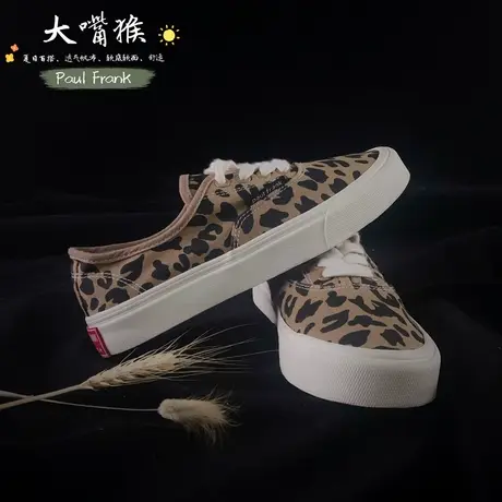 大嘴猴豹纹帆布鞋女2022年新款鞋子女春秋季小众设计板鞋女ins潮商品大图