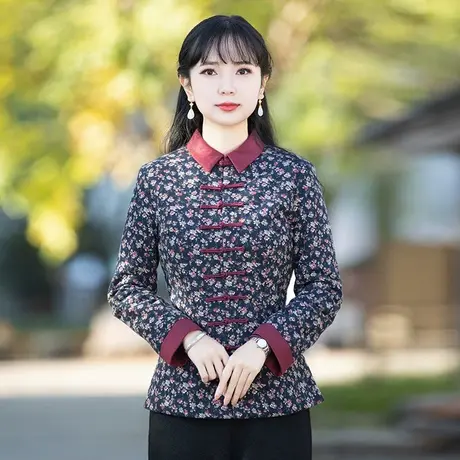 筠雅唐装棉服女加厚旗袍小棉袄中式棉衣女款冬季过年盘扣上衣外套商品大图