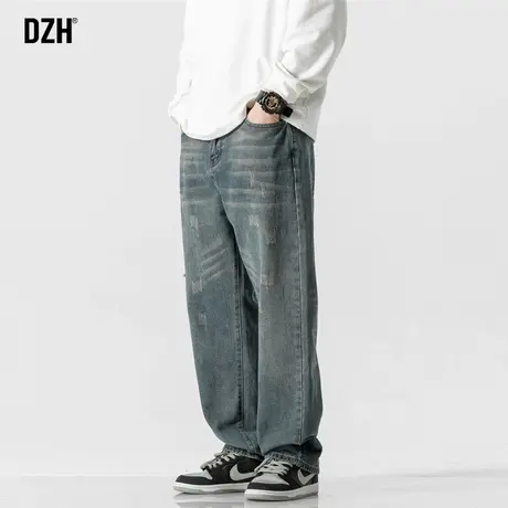 男士破洞牛仔裤男款美式高街男生裤子潮牌痞帅春秋款休闲裤直筒裤商品大图