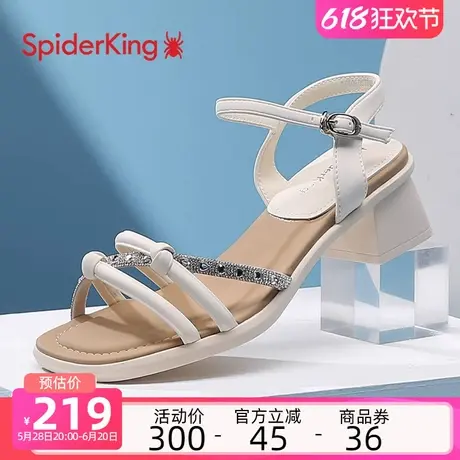 蜘蛛王凉鞋女2025夏季新款女鞋外穿法式仙女风一字带气质粗跟凉鞋商品大图