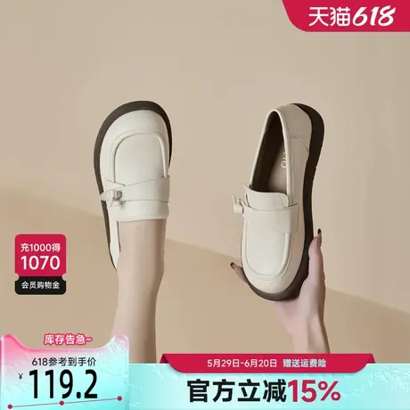 戈美其厚底乐福鞋女2025春季新款百搭单鞋英伦风平跟一脚蹬懒人鞋商品大图