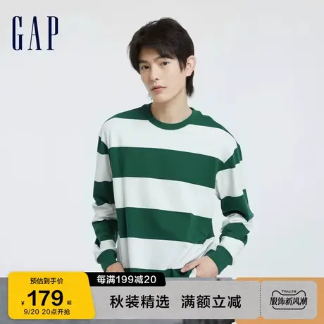 Gap男女装秋季2023新款纯棉宽松运动圆领长袖T恤810493休闲上衣图片