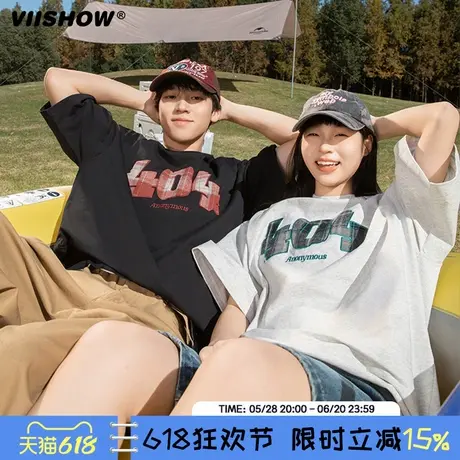 VIISHOW夏季短袖t恤男2025新款纯棉宽松圆领印花休闲体恤半袖上衣商品大图