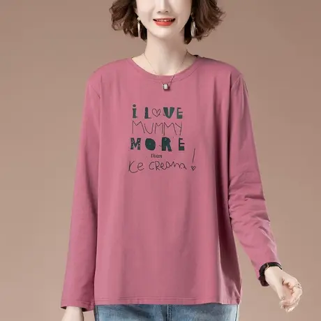 春秋长袖t恤女2022年新款加肥加大码女装宽松纯棉遮肚上衣打底衫商品大图