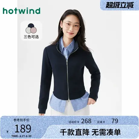 热风开衫卫衣女2025新款拉链瑜伽立领休闲卫衣修身打底外套上衣图片