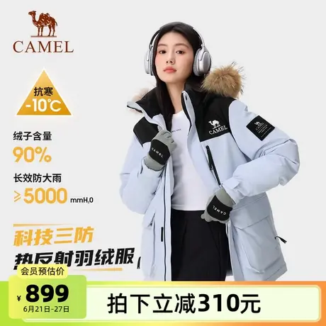 骆驼女装工装派克羽绒服2025冬季新款加厚保暖貉子毛领羽绒外套图片