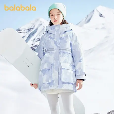 巴拉巴拉女童羽绒服冬中长款保暖2025童装中大童加厚外套时尚洋气商品大图