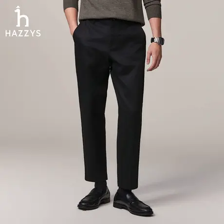 Hazzys哈吉斯秋季男装休闲简约裤子纯色宽松锥形商务通勤休闲裤潮商品大图