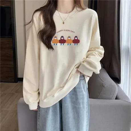 ins超火加绒加厚无帽卫衣女春秋冬季宽松长袖bf慵懒风潮牌上衣服商品大图