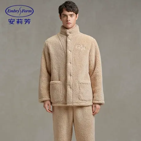 【林依轮直播间】安莉芳羊羔绒男士可外穿睡衣家居服套装商品大图