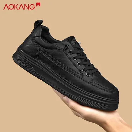 奥康官方正品黑色休闲板鞋男厚底增高套脚懒人鞋一脚蹬2025新款潮图片