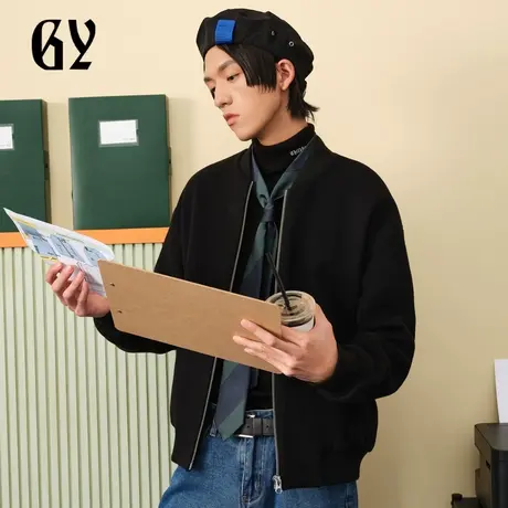 雅戈尔奥莱 GY男装茄克秋冬时尚休闲立领拼接毛呢夹克外套商品大图