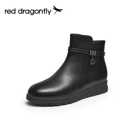 红蜻蜓时装靴女2023冬季新款舒适通勤妈妈靴加绒防寒保暖短筒棉鞋图片