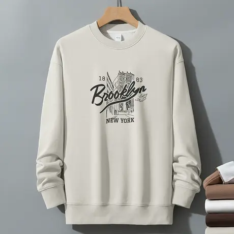 350g重磅圆领卫衣男秋冬保暖长袖t恤套头无帽上衣服摇粒绒打底衫图片