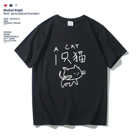 夏装卡通童趣味ulzzang情侣装BF风学生纯棉宽松休闲圆领短袖T恤商品大图