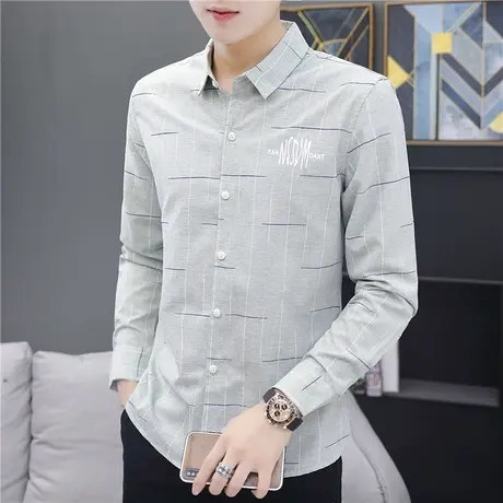 2023秋冬季保暖衬衫男士长袖韩版潮流帅气加绒加厚寸衬衣休闲百搭商品大图