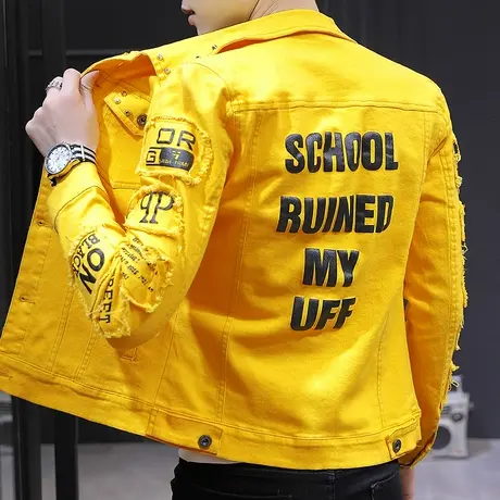 春秋季牛仔外套男士韩版个性潮流发型师男装休闲帅气时尚衣服夹克商品大图