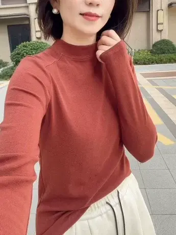 2023秋冬季新款长袖打底衫爆款半高领内搭上衣女士外穿纯色小衫潮商品大图