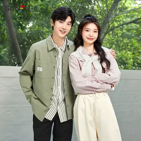 三福直播秒杀秋季新款衬衫男长袖户外工装休闲口袋织唛翻领衬衣图片