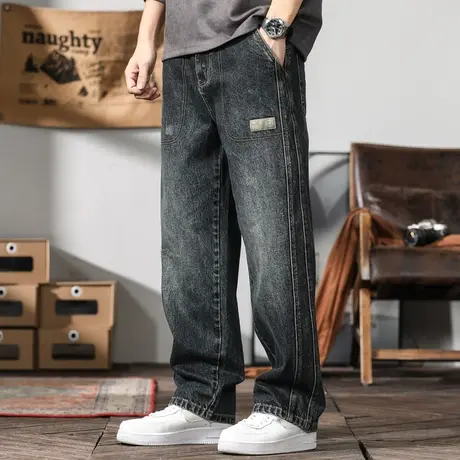 Modi Nick/摩帝尼克时尚潮流百搭牛仔裤直筒复古宽松牛仔男士裤子商品大图