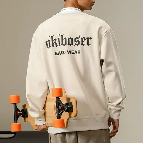 秋季男装韩版休闲卫衣潮牌卫衣时尚潮流青少年简约圆领百搭卫衣图片