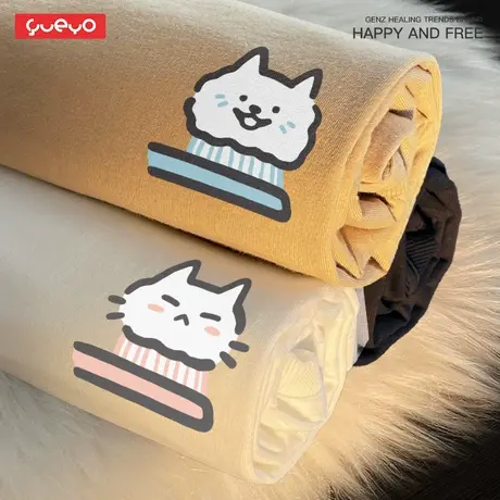 悦游 牙刷猫狗 情侣短袖T恤男猫咪原创日系情侣装商品大图