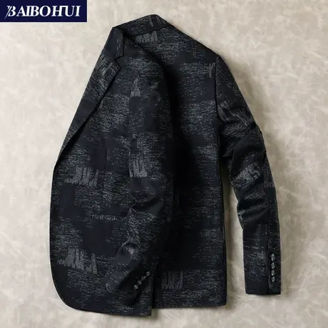 春秋季新款休闲西装男士外套韩版潮流帅气迷彩小西服男修身单上衣商品大图