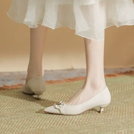 尖头气质高跟鞋女细跟2024年春季新款软皮职业工作鞋性感浅口单鞋商品大图