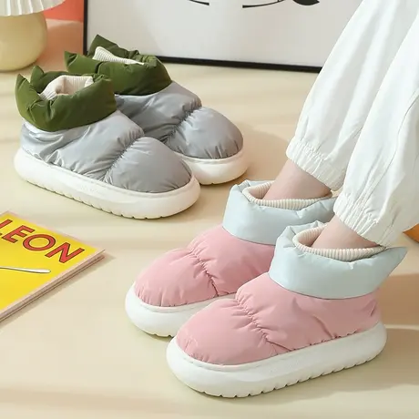 棉拖鞋女包跟冬季加绒可外穿月子防水居家居羽绒保暖高帮棉鞋冬款商品大图