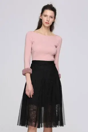 季候风新款简约舒适修身显瘦纯色薄款针织打底衫女8633TB319图片