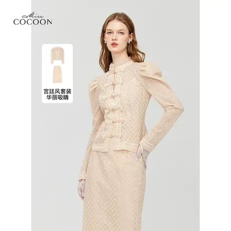 【秋上新】missCOCOON宫廷风两件套2023秋季新款女时尚泡泡袖套装图片