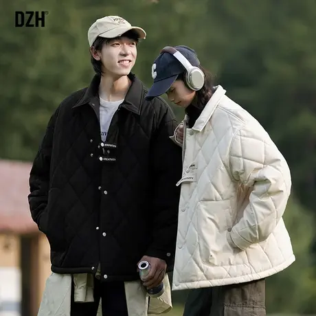 情侣菱格棉服男2024年新款棉袄男款冬季加厚夹棉外套夹克男士棉衣商品大图