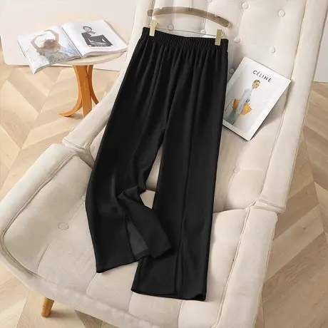 2024年新款女装大码春季高腰显瘦休闲百搭直筒黑色裤子女潮20168图片