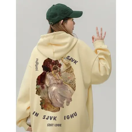 原创小众设计感卫衣女连帽宽松秋冬oversize美式复古港味chic外套图片