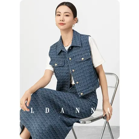 2024新款春夏薄款提花牛仔马甲女小个子短款外套半身裙套装设计感商品大图