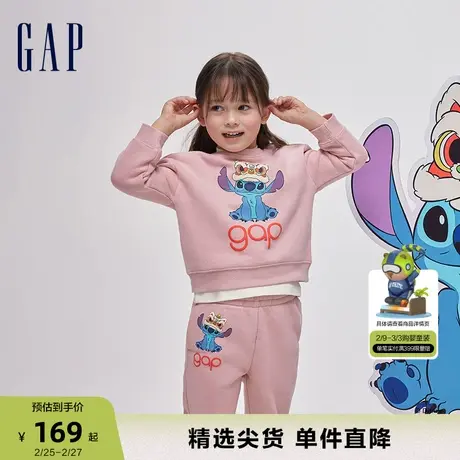 【史迪奇联名】Gap女幼童春季2024新年款抓绒卫衣运动上衣847218商品大图