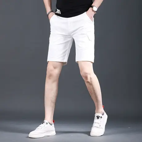 白色短裤男夏季薄款五分裤2023新款工装裤短裤男修身弹力休闲商品大图