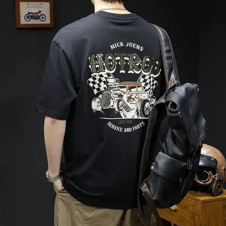 美式重磅短袖t恤男士纯棉夏季2024新款宽松大码潮牌衣服男装体恤图片
